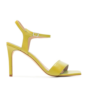 Ankle Stiletto Sandals in Yellow Leather
