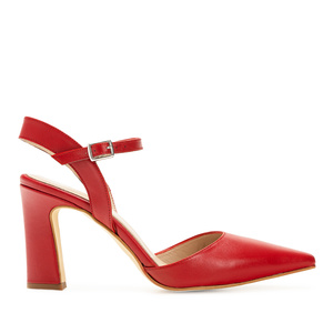 Slingback Heels in Red Leather