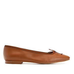Ballerina Flats in Brown Leather