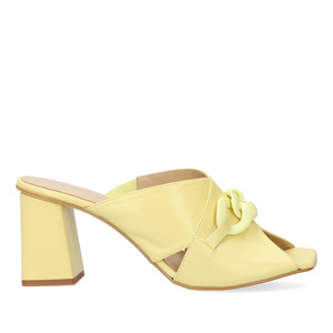 Yellow leather heeled sandals