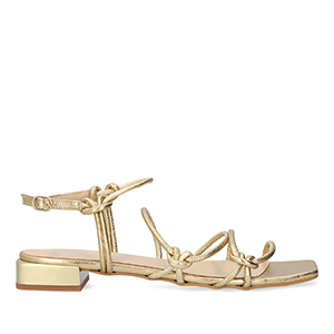 Gold leather flat sandals