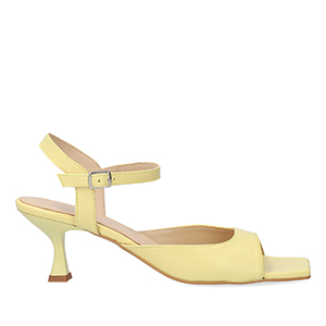 Yellow leather heeled sandals