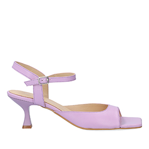 Purple leather heeled sandals