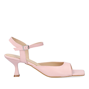 Pink leather heeled sandals