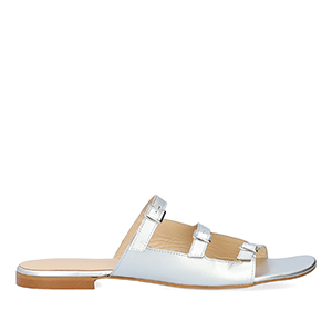 Silver leather flat sandals