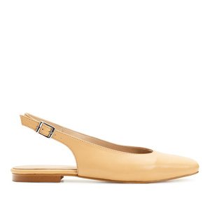 Slingback flats in beige leather