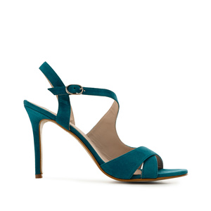 Stiletto Sandals in Blue Suede Leather