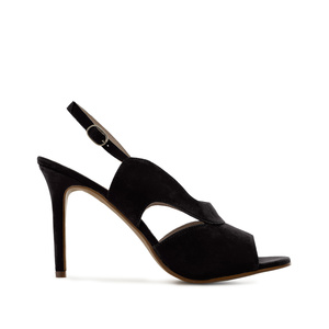 Slingback Sandals in Black Suede Leather
