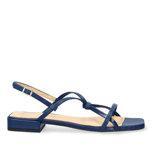 Flat navy leather sandals