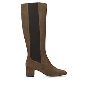 Knee-high boots in taupe colour split leather