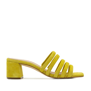 Strappy Mules in Yellow Leather