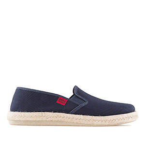 Mythical Navy Blue Canvas Slip-On Shoes with Jute and Rubber Sole