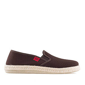 Mythical Brown Canvas Slip-On Shoes with Rubber and Jute Sole