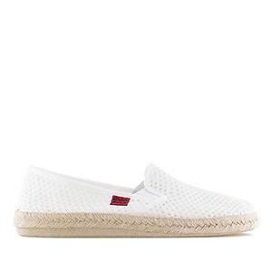 Mythical White Mesh Slip-On Shoes with Rubber and Jute Sole