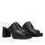 Heeled mules with platform in black leather