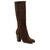 Hohe Mid-Calf Boots aus braunem Velourlederimitat