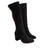 Heeled mid-calf boots in black faux suede