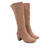 Heeled mid-calf boots in light brown faux suede