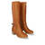 Mid- calf boots with elastic in camel faux leather