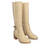 Mid- calf boots with elastic in off-white faux leather