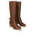 Mid- calf boots with elastic in brown faux leather