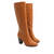 Heeled knee-high-calf boots in camel faux leather