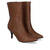 Pointed toed high-top booties in brown faux leather