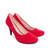 Retro High Heel Pumps in Red faux Nubuck