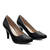 Retro High Heel Pumps in Black faux Leather