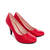 Retro High Heel Pumps in Red faux Leather