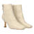 Mid-heel booties in ivory faux leather