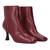 Mid-heel booties in burgundy faux leather