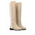 Flat knee-high boots combined in beige colour.