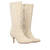 Heeled high boots in off white faux suede.