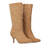 Heeled high boots in brown faux suede.