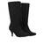 Heeled high boots in black faux suede.