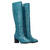 Heeled high-calf boots in blue faux leather