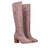 Heeled high-calf boots in mauve faux leather