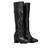 Heeled high-calf boots in black faux leather