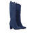 Heeled high boots in dark blue faux suede.