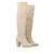 Heeled knee-high boots in off-white faux suede.