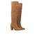 Heeled knee-high boots in brown faux suede.