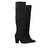 Heeled knee-high boots in black faux suede.