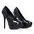 Black Patent Platform Pumps with Stiletto Heel