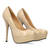 Light Brown Patent Platform Pumps with Stiletto Heel