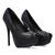 Black faux Leather Platform Pumps with Stiletto Heel