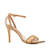 Stiletto Sandals in Beige Suedette with Gold Band