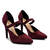 D'Orsay Pumps aus bordeauxrotem Velourlederimitat