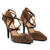 Brown faux suede, die-cut court shoes