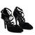 Black faux suede, die-cut court shoes